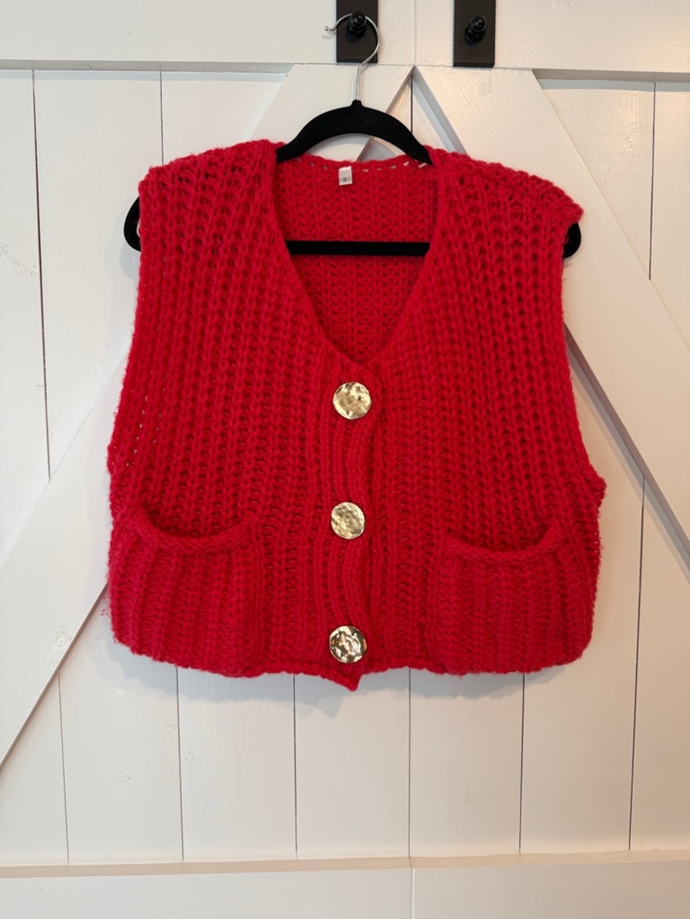 Crop Chunky Knit Button-Front Sweater Vest
